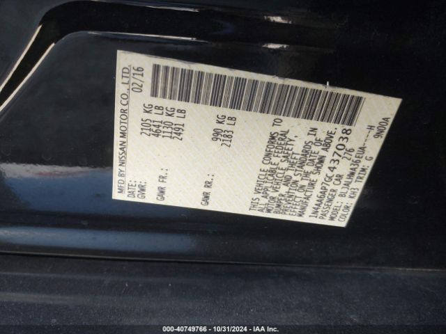 1N4AA6AP7GC437038 Nissan Maxima 3.5 Platinum