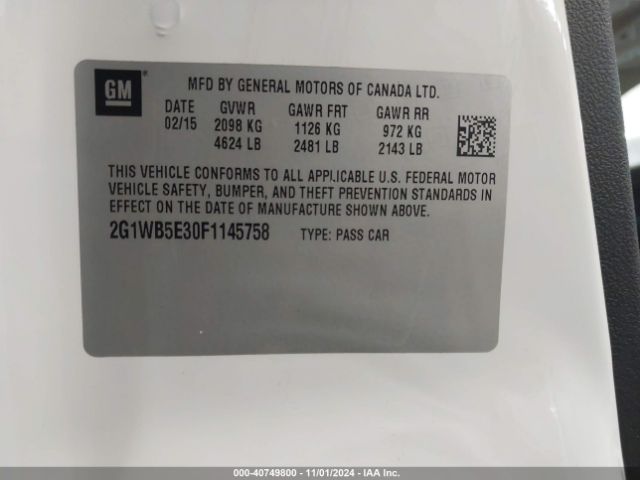 2G1WB5E30F1145758 Chevrolet Impala Limited Lt