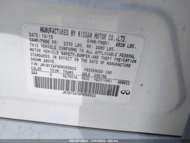 Infiniti Q50 Premium 2015 JN1BV7APXFM355602 Image 9