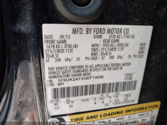 1FMJK2ATXGEF13056 Ford Expedition El Limited