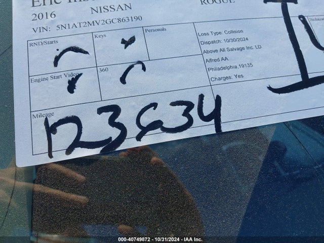 Nissan Rogue Sl 2016 5N1AT2MV2GC863190 Image 15