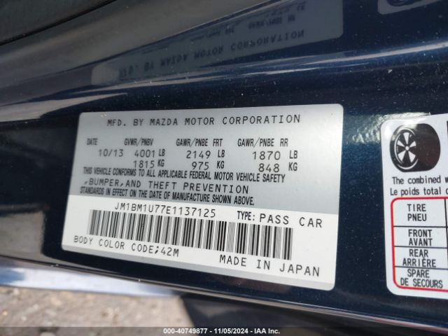 JM1BM1U77E1137125 Mazda Mazda3 I Sport