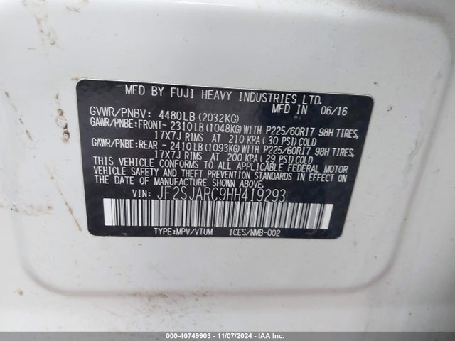 Subaru Forester 2.5i Limited 2017 JF2SJARC9HH419293 Image 9