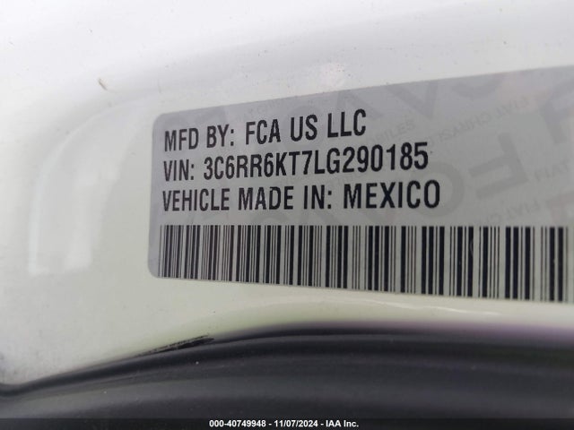 3C6RR6KT7LG290185 RAM 1500 Classic Tradesman  4x2 5'7 Box