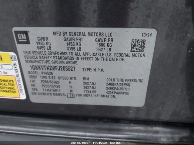 1GKKVTKD8FJ203527 GMC Acadia Denali
