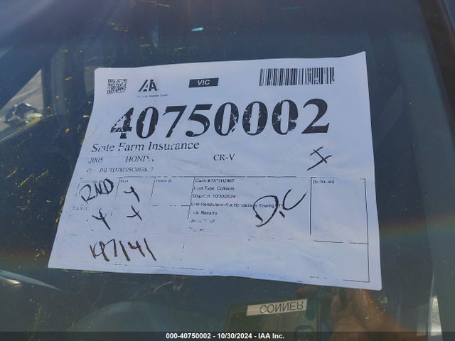 40750002 :رقم المزاد ، JHLRD78805C053837 vin ، 2005 Honda Cr-v Ex مزاد بيع