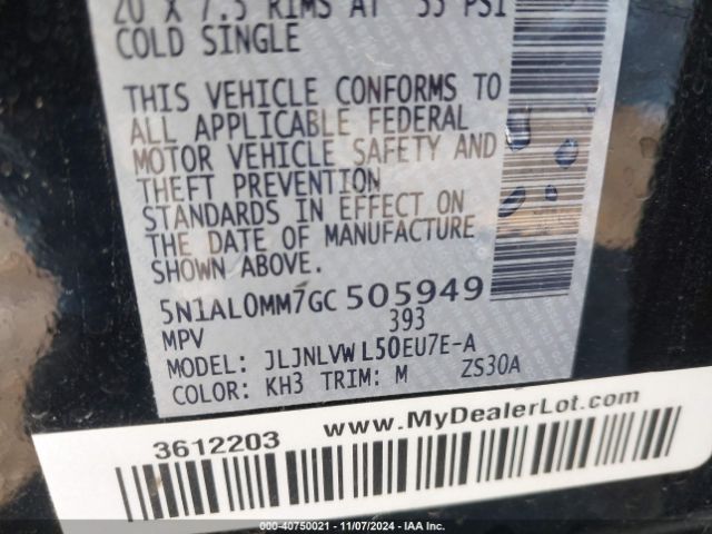 5N1AL0MM7GC505949 Infiniti QX60