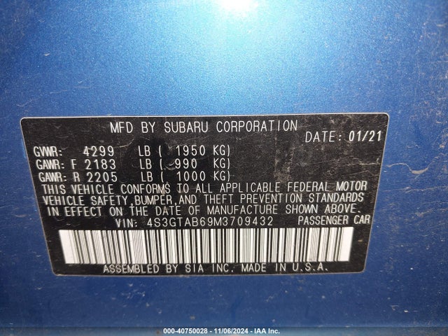 4S3GTAB69M3709432 Subaru Impreza 5-door
