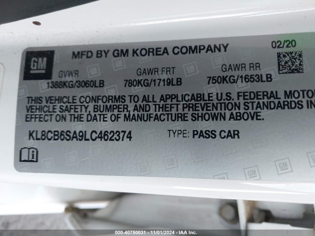 Chevrolet Spark Fwd Ls Automatic 2020 KL8CB6SA9LC462374 Image 9