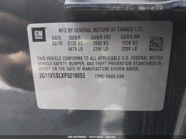 Chevrolet Impala 1fl 2015 2G11X5SLXF9218653 Image 9