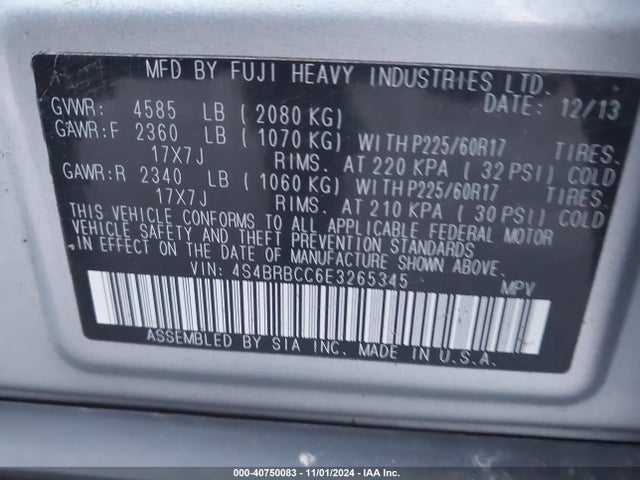Subaru Outback 2.5i Premium 2014 4S4BRBCC6E3265345 Image 9