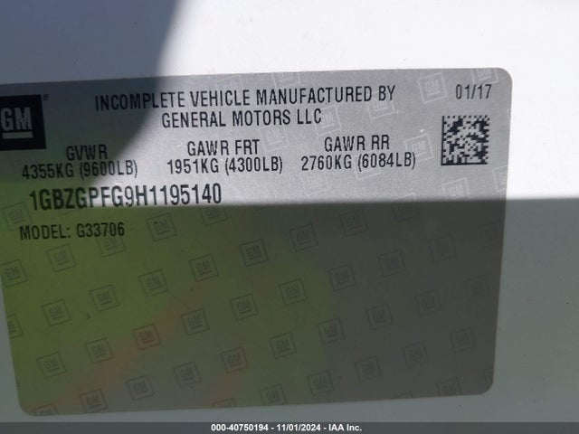 Chevrolet Express 3500 Lt 2017 1GBZGPFG9H1195140 Image 9