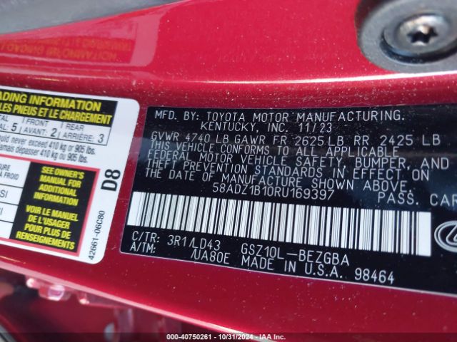 58ADZ1B10RU169397 Lexus ES 350