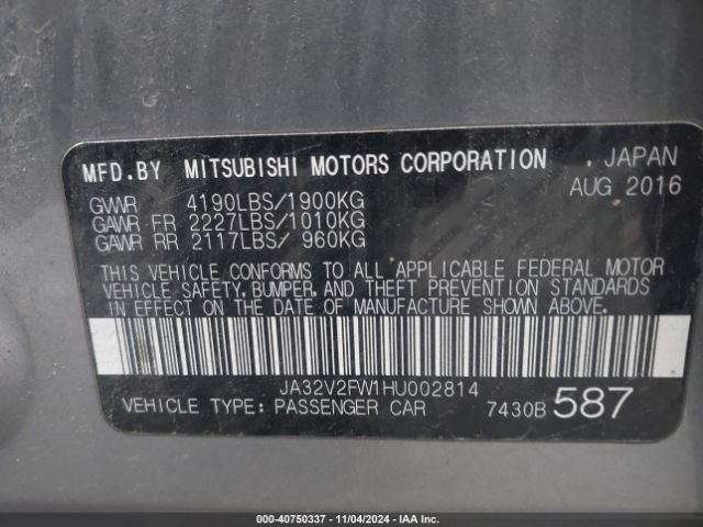 JA32V2FW1HU002814 Mitsubishi LANCER ES