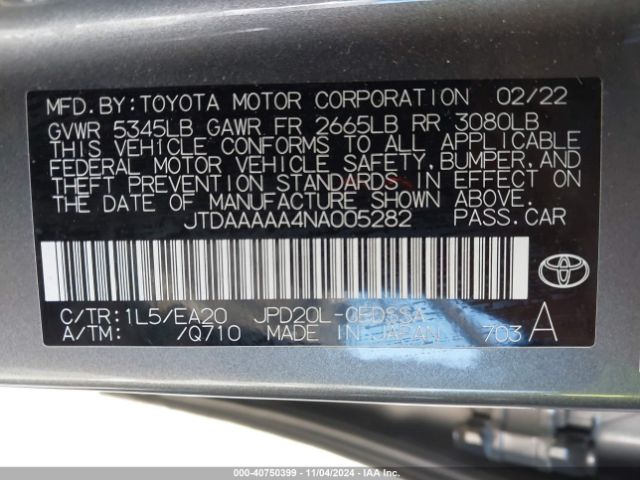 JTDAAAAA4NA005282 Toyota Mirai Xle