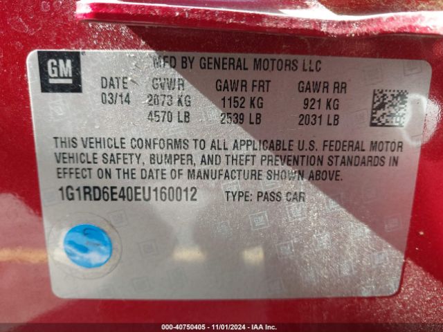 1G1RD6E40EU160012 Chevrolet Volt
