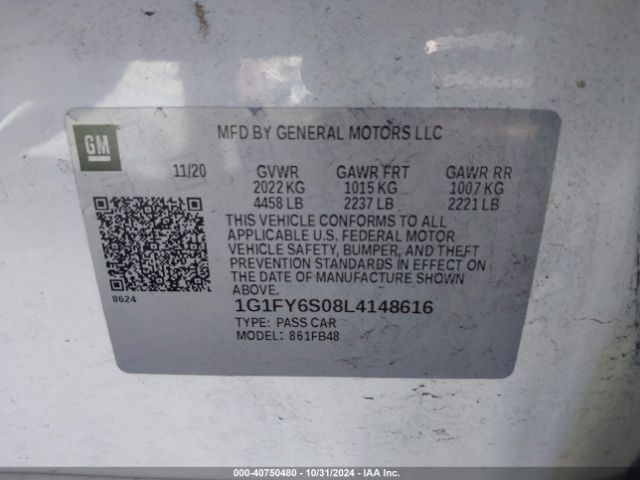 1G1FY6S08L4148616 Chevrolet Bolt Ev Fwd Lt