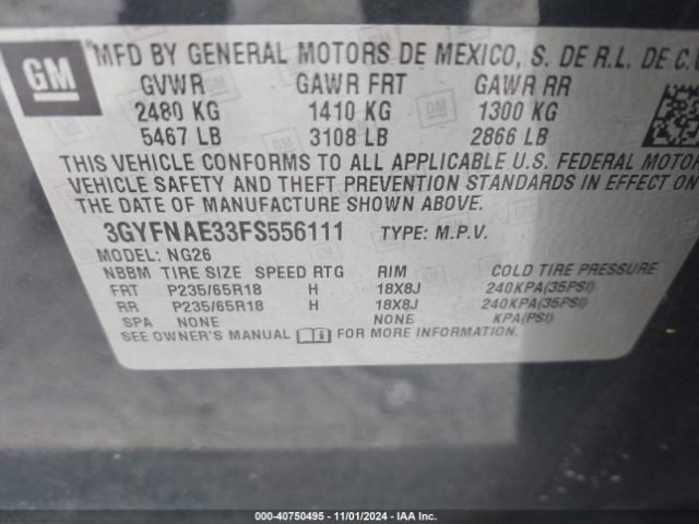 3GYFNAE33FS556111 Cadillac Srx Standard