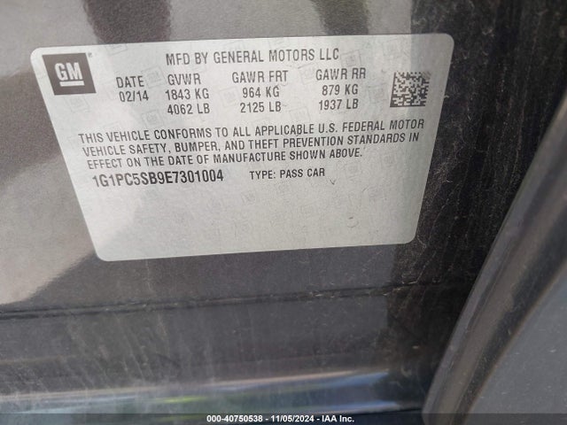 Chevrolet Cruze 1lt Auto 2014 1G1PC5SB9E7301004 Image 9