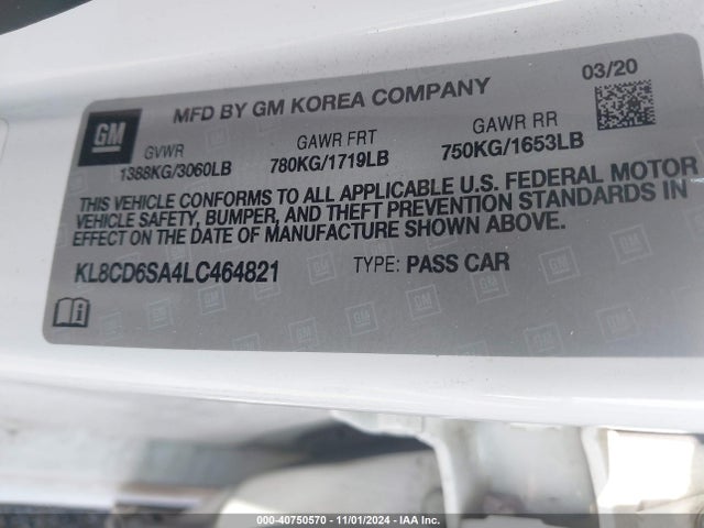 Chevrolet Spark Fwd 1lt Automatic 2020 KL8CD6SA4LC464821 Image 9