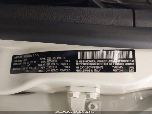 ZACCJBDT6FPB99472 Jeep Renegade Limited