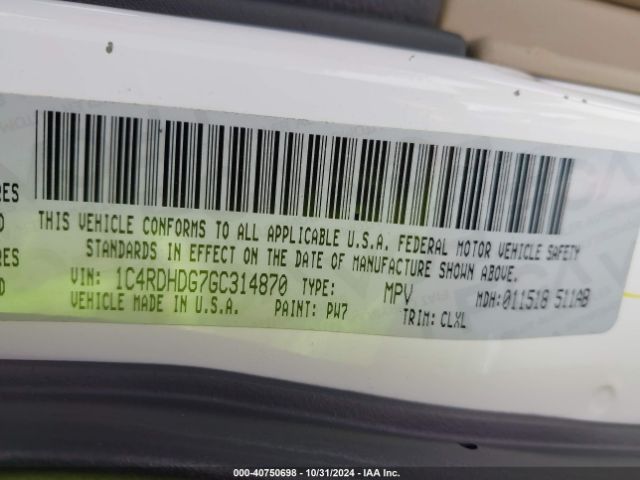 1C4RDHDG7GC314870 Dodge DURANGO LIMITED