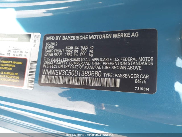 2013 MINI HARDTOP WMWSV3C50DT389680 Photo 8