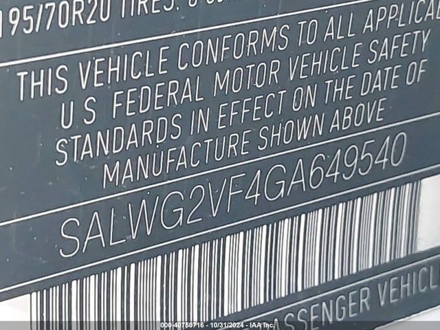 SALWG2VF4GA649540 Land Rover Range Rover Sport 3.0l V6 Supercharged Se