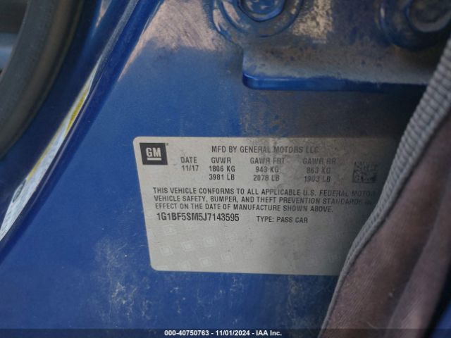 1G1BF5SM5J7143595 Chevrolet Cruze Premier Auto