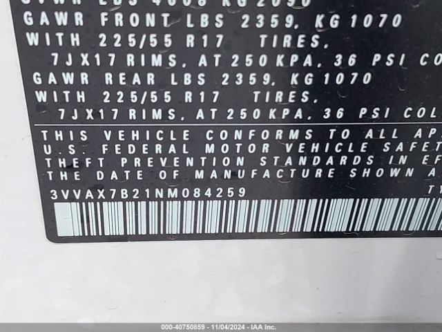 3VVAX7B21NM084259 Volkswagen Taos 1.5t S