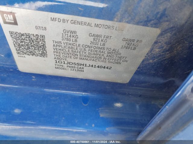 1G1JD5SH1J4140442 Chevrolet Sonic Lt Auto