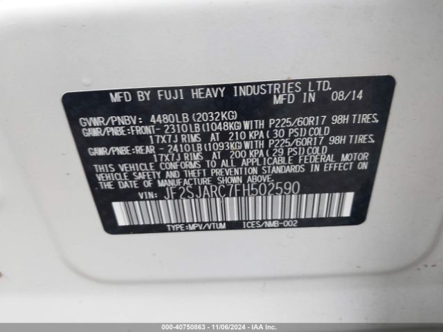 JF2SJARC7FH502590 Subaru Forester 2.5i Limited