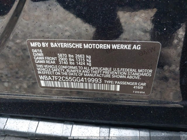 WBA7F2C55GG419993 BMW 750i Xdrive