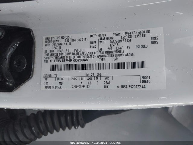 Ford F-150 Xlt 2019 1FTEW1EP4KKD28948 Image 9