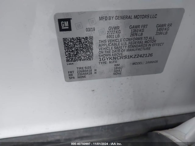 2019 CADILLAC XT5 1GYKNCRS1KZ242126 Photo 8