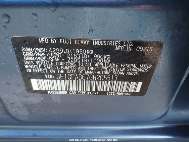 JF1GPAB67GH205513 Subaru Impreza 2.0i Premium