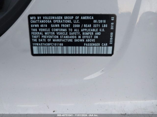 1VWAS7A39FC101168 Volkswagen Passat 1.8t Limited Edition