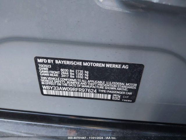 WBY33AW09RFR97624 BMW I4 M50