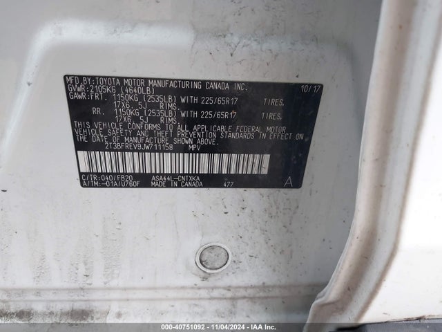 Toyota RAV4 LE 2018 2T3BFREV9JW711158 Image 9