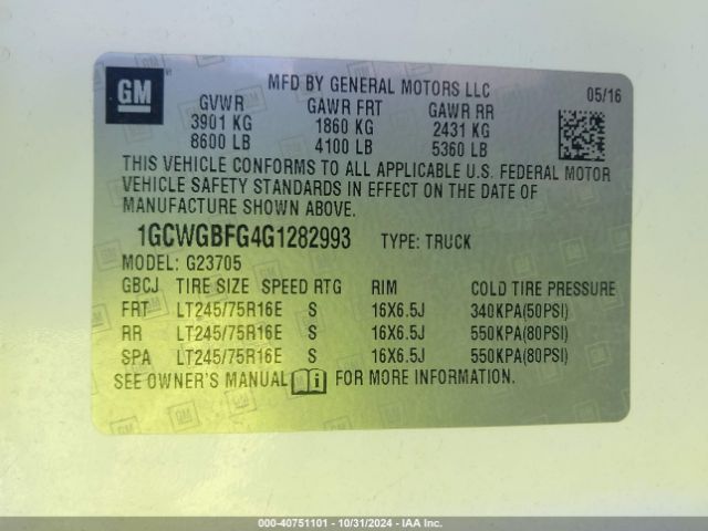 1GCWGBFG4G1282993 Chevrolet Express 2500 Work Van
