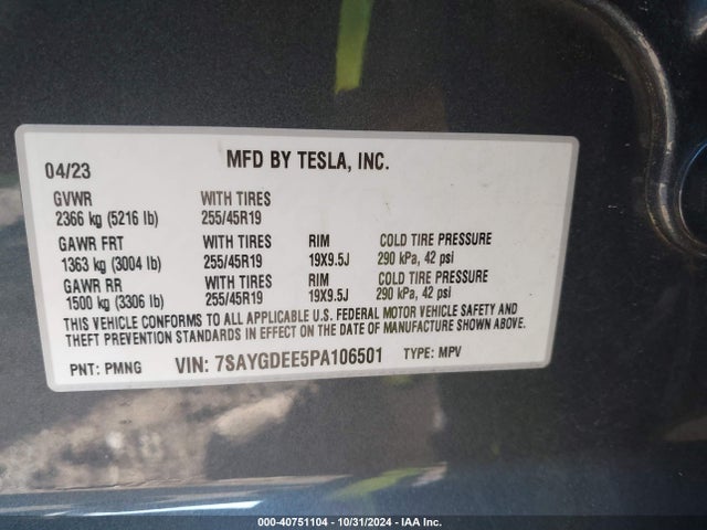 2023 TESLA MODEL Y 7SAYGDEE5PA106501 Photo 8