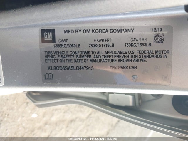Chevrolet Spark Fwd 1lt Automatic 2020 KL8CD6SA5LC447915 Image 9