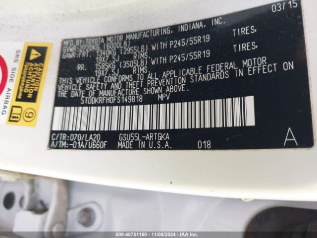 5TDDKRFH0FS149818 Toyota Highlander Limited V6