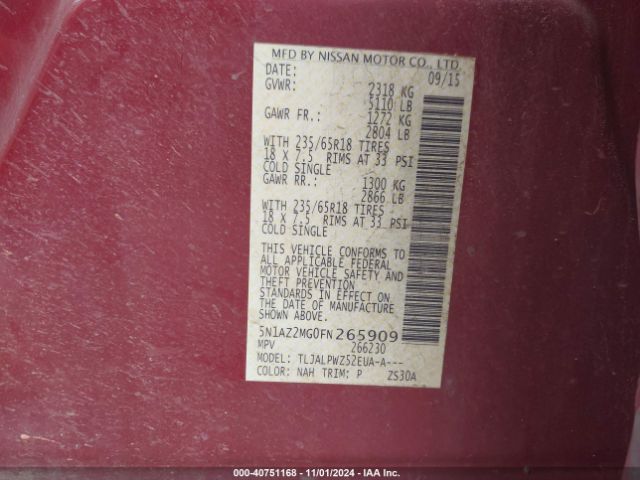 5N1AZ2MG0FN265909 Nissan MURANO S