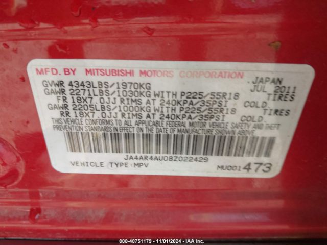 2011 MITSUBISHI OUTLANDER SPORT JA4AR4AU0BZ022429 Photo 8