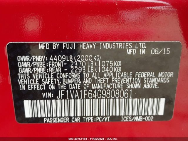 JF1VA1F64G9808061 Subaru Wrx Premium