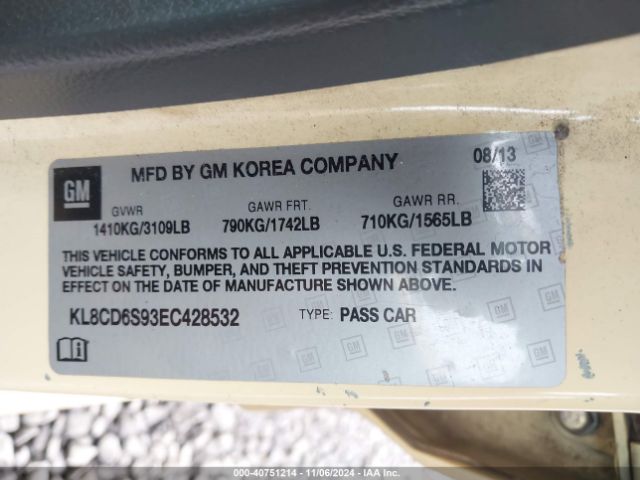 KL8CD6S93EC428532 Chevrolet Spark 1lt Auto