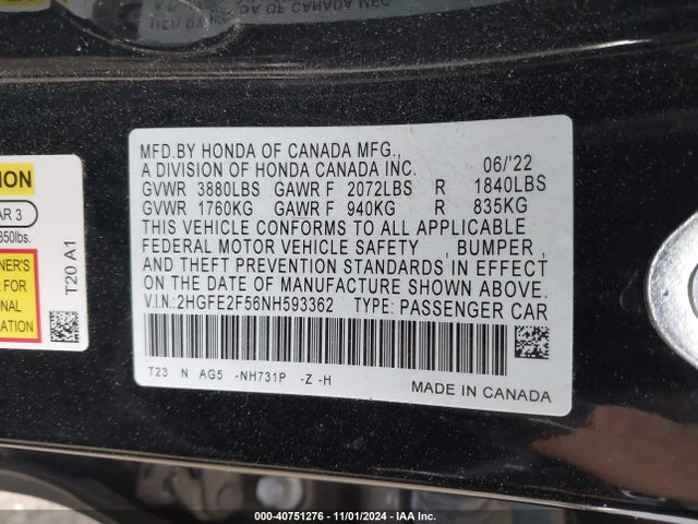 Honda Civic Sport 2022 2HGFE2F56NH593362 Image 9