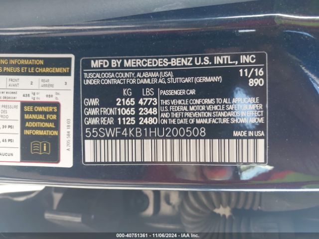 55SWF4KB1HU200508 Mercedes-Benz C 300 4matic/luxury 4matic/sport 4matic