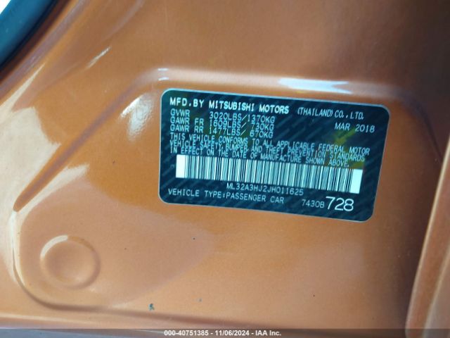 ML32A3HJ2JH011625 Mitsubishi MIRAGE ES